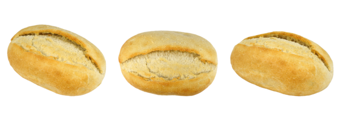 white bread ready to eat on transparent background. 
