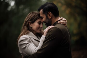 Naklejka premium shot of two people embracing outside