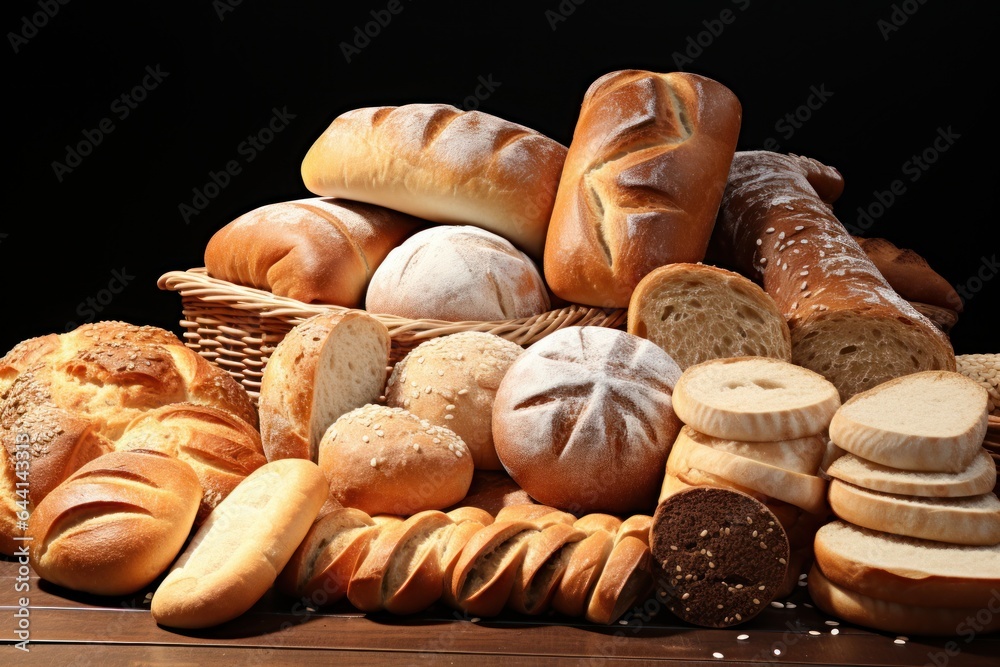 Aufkleber composition of different types of bread.