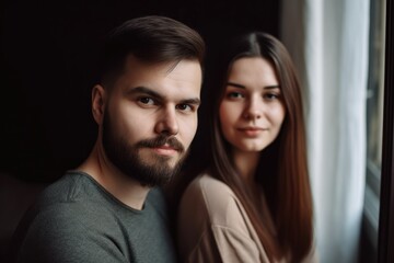 portrait of a young couple at home