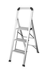 Metal ladder on white