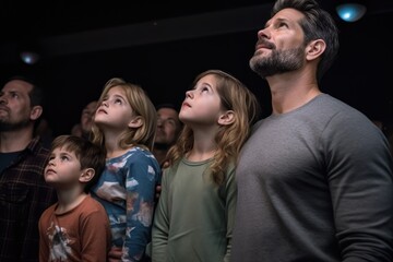 Fototapeta premium shot of two parents looking at their children in awe