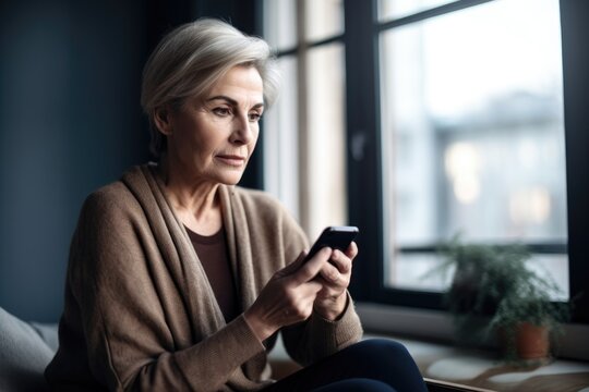 Shot Of A Mature Woman Using Her Cellphone At Home