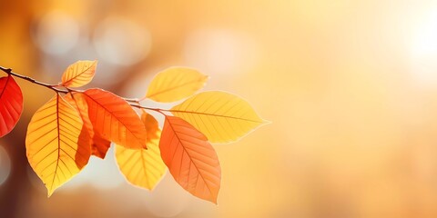 Fototapeta premium Autumn background with yellow and red leafs. Autumnal background, good for advertising or banners. Ai Generative
