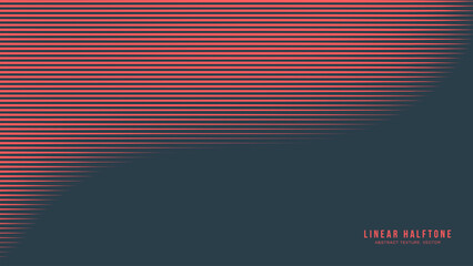 Linear Halftone Pattern Vector Smooth Curved Border Red Black Colour Abstraction. Retrowave Synthwave Retro Futurism Minimalistic Art Style Classy Wallpaper. Half Tone Textured Striped Decoration