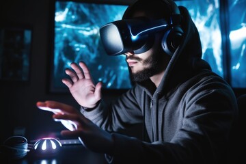 closeup shot of a man using a digital interface in virtual reality