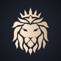 lion head with crown elegant logo design