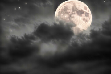 Fototapeta na wymiar A Black And White Photo Of A Full Moon