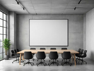 A Conference Room With A Large Screen On The Wall