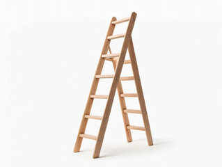 A Wooden Ladder On A White Background