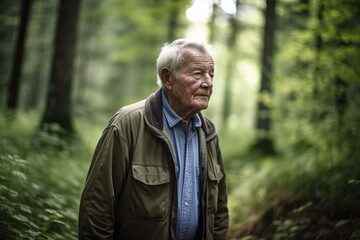 shot of a senior man walking through the forest