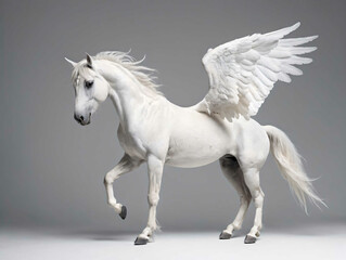 A pegasus White Horse With Wings On Its Back