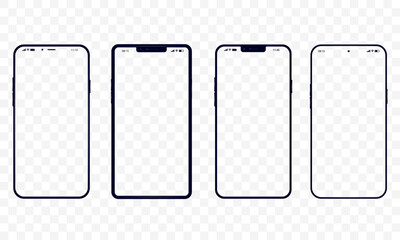 Transparent vector mobile phones - Mockup with various unbranded smartphones with slim frame