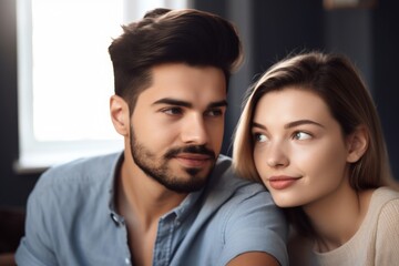 cropped shot of a handsome young man and woman sitting together