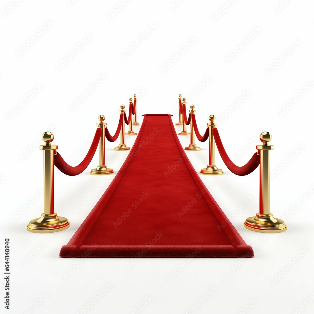 Wall mural red carpet isolated on white. generative ai