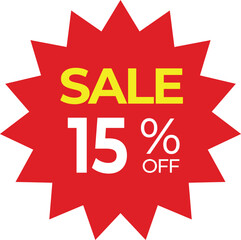 Discount Sale sign red on white background. Vector illustration.