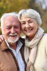 portrait of a happy senior couple standing together outdoors