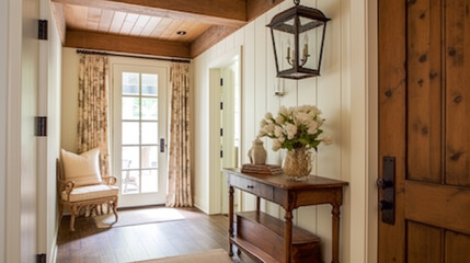 Farmhouse hallway decor, interior design, entryway furniture and entrance hall home decor in an English country house and cottage style