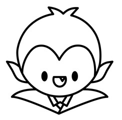 Cute kawaii vampire dracula kids halloween cartoon outline