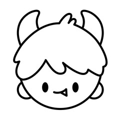 Cute kawaii devil head boy kids halloween cartoon outline
