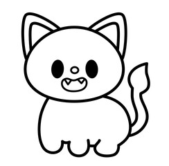 Cute kawaii cat halloween cartoon outline