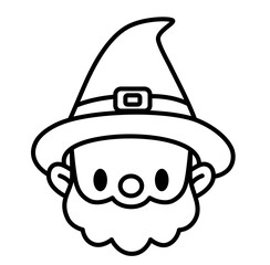 Cute kawaii witch gnome halloween cartoon outline