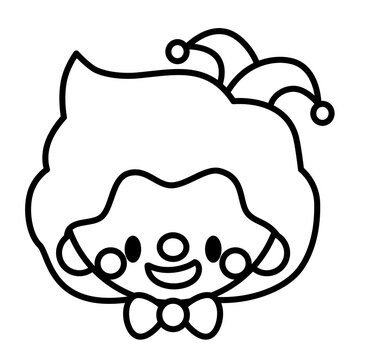 recommend clip art: Cute kawaii joker clown halloween cartoon outline