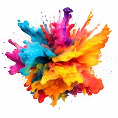 Colorful Paint Explosion Isolated on White. Generative ai