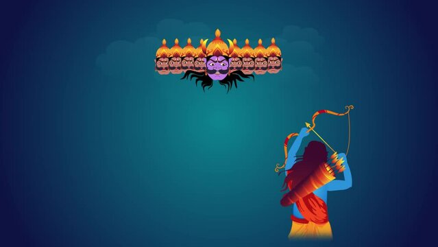 Dussehra Wish Firework Animation Background