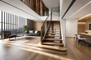 modern room with staircase
