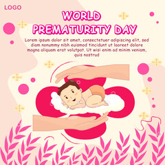 Social media template World Prematurity day and health care pregnancy aware breast cancer month