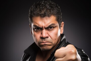 Obraz premium shot of a hispanic man showing thumbs down at the camera