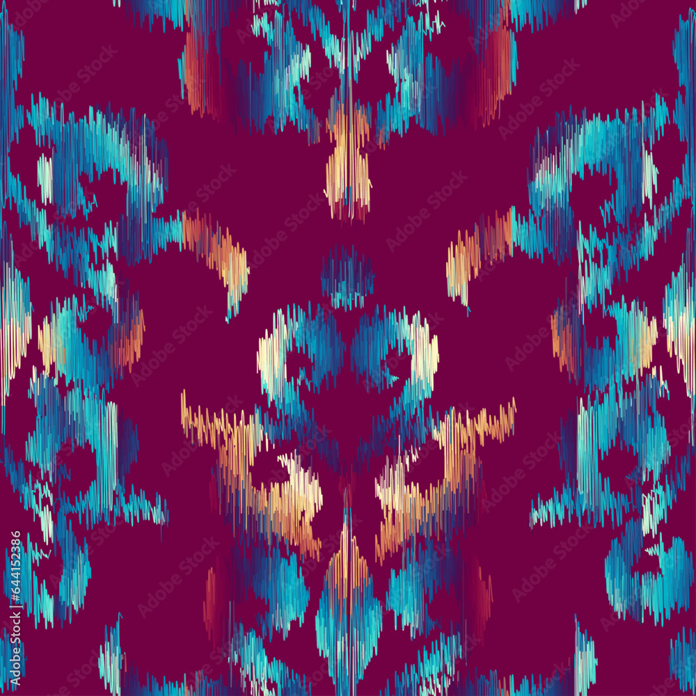 Poster geometric abstract grunge vintage pattern. ikat style. seamless vector image.