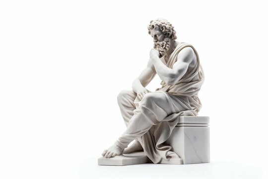 Marble Statue of Philosopher Isolated on White. Generative ai