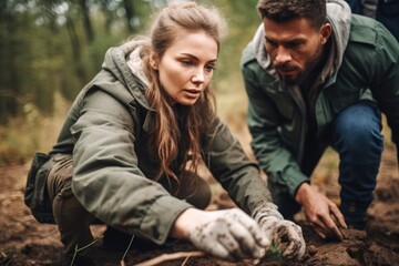 shot of a young woman and man working together on a nature conservation project