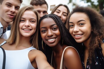 Fototapeta premium cropped shot of a group of friends taking a selfie at an event