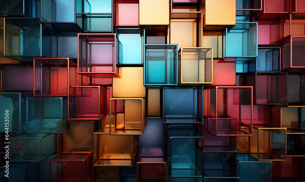 Wall mural abstract texture background from colored geometric shapes.