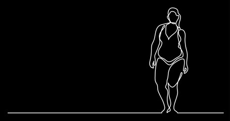 continuous line drawing vector illustration with FULLY EDITABLE STROKE of body positivity concept background