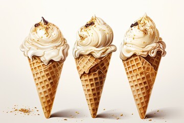 ice cream cones on a light background