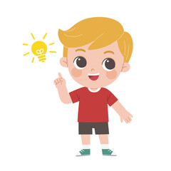 kids thinking idea.  Boy posing question and inspiration.