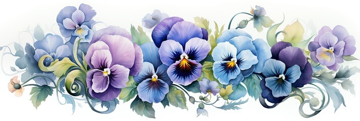blue and purple pansies - obrazy, fototapety, plakaty