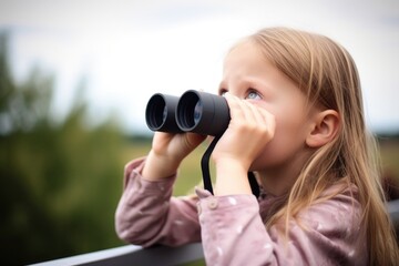 shot of a young girl using binoculars to look into the distance