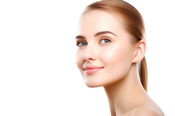 Obraz premium closeup studio shot of a beautiful young woman with perfect skin isolated on white