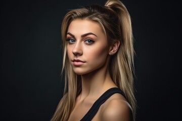 an attractive young woman with her hair styled in a side ponytail