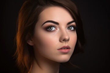 Fototapeta na wymiar studio portrait of a beautiful young woman wearing false eyelashes