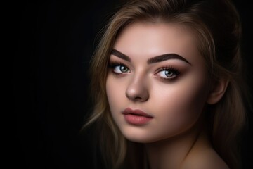 studio portrait of a beautiful young woman wearing false eyelashes