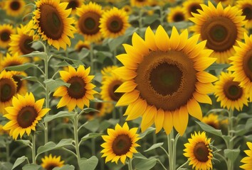 Obraz premium Summer sunflower flower background banner - Closeup of sunflowers on field.