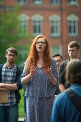 Obraz premium shot of a transgender woman speaking to university students