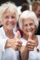 shot of two unrecognizable women showing thumbs up at an event
