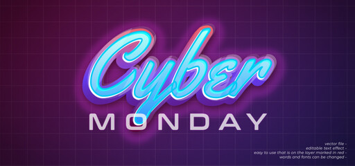 Vector text cyber monday with 3d style text effect 2